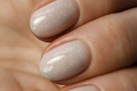 milky glitter wedding nails are a chic and cool idea that will easily match most of bridal outfits
