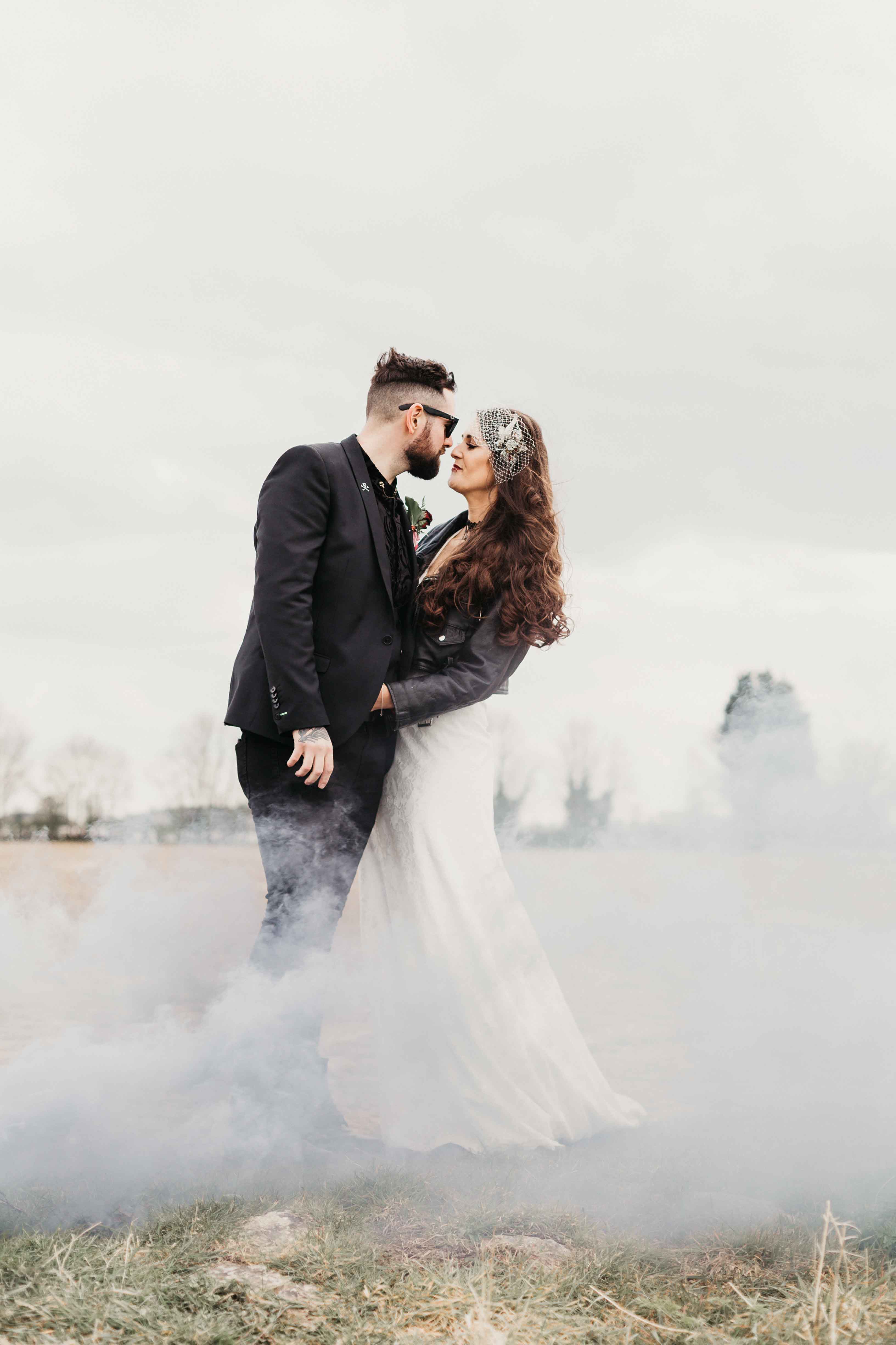 This cool wedding was inspired by heavy metal, whihc is loved both by the bride and groom