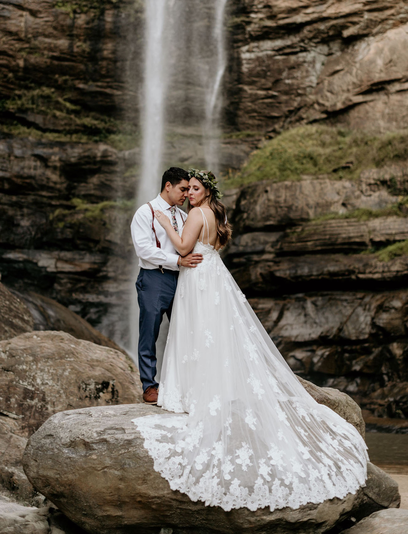This wedding took place at a waterfall in North Georgia, the couple were enchanted by it