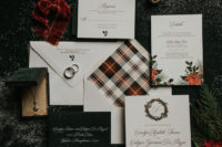 02 The wedding stationary was done in traditiona greens and red plus white and some plaid patterns