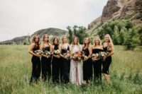 black dresses looks great on bridesmaids