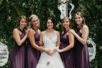 06 The bridesmaids were rocking purple halter neckline maxi dresses