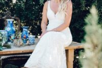 18 a white lace wedding dress and leopard print boots to contrast and to make you look bright and chic
