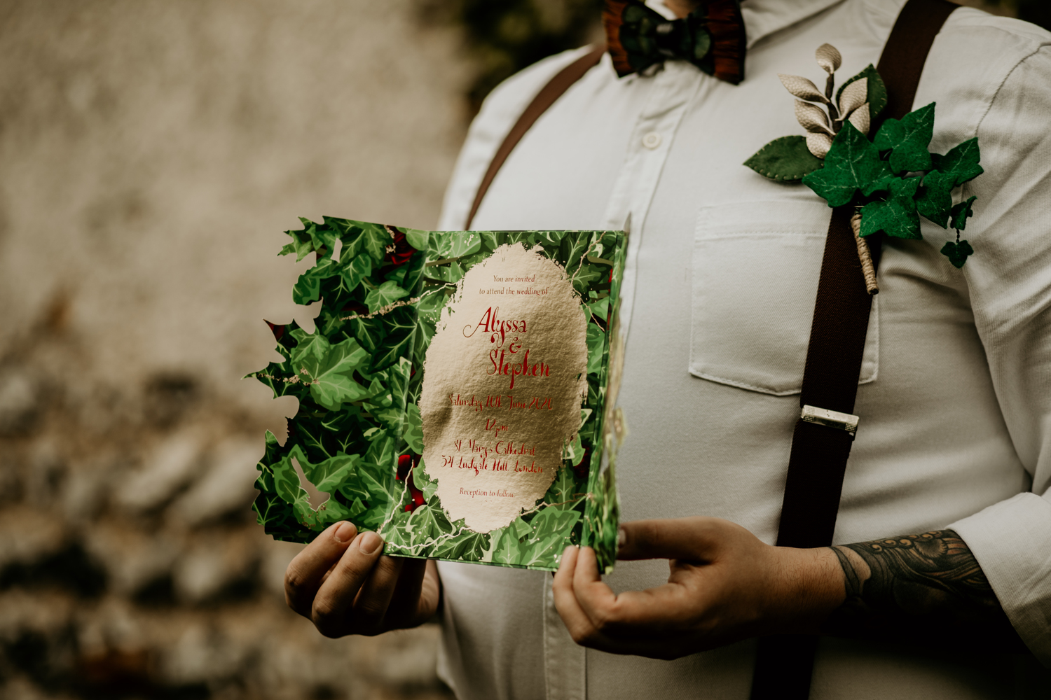The wedding stationery and decor were inspired by the Snow White fairytale