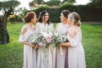 05 The bridesmaids were rocking mismatched blush maxi gowns
