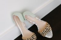 05 whimsical wedding shoes with leopard print tops and mint green backs for a bright touch