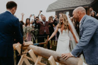 10 The couple had to saw a large log together right after the ceremony
