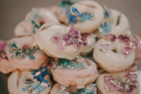 11 Blush wedding donuts were topped with edible geodes and gold, too