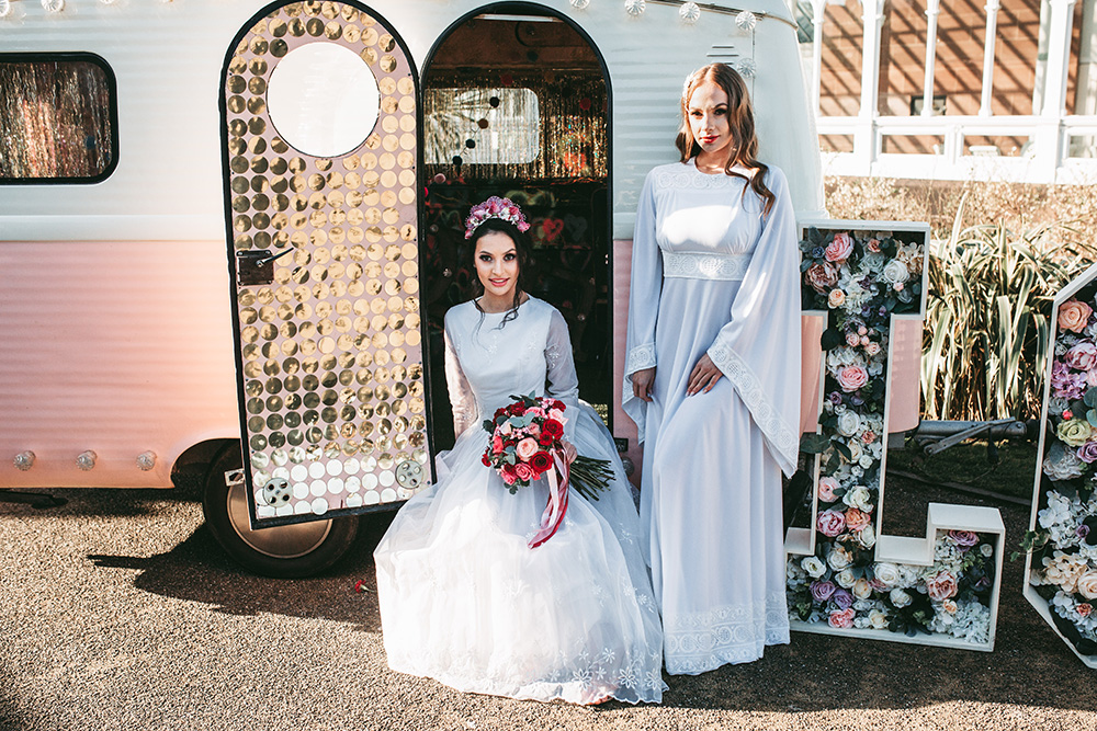 This vintage pink van is a perfect piece to style for your wedding