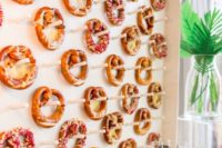 16 a delicious pretzel mini wall and various dips is a gorgeous modern way to serve tasty food with style