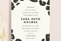 18 elegant black, gold and white leopard print wedding invitation is a cool and unique idea