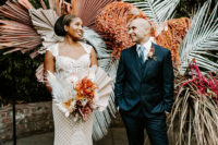 01 This bold couple went for a tropical refined wedding in downtown LA