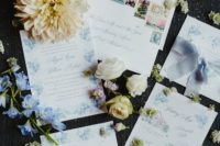 stylish wedding stationary in blue