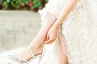 03 The lace up wedding shoes were embellished and perfectly added a bling to the bridal look