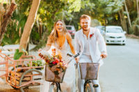 10 The couple had fun riding bikes for the wedding portraits