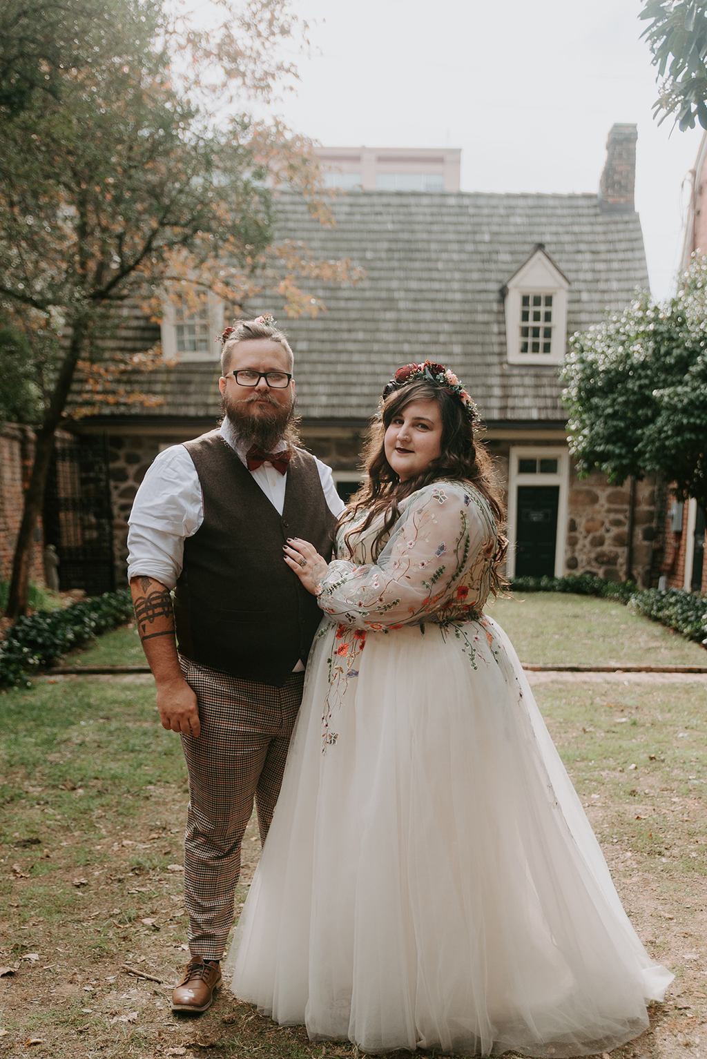 This couple went for a cool fall Edgar Allan Poe themed wedding as he's their favorite writer