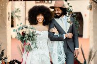 01 This real life couple went through their second wedding in boho 70s style during this wedding shoot in Miami