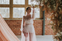 02 The wedding dress was created for the bride, her sheer pink top and skirt showed off her leg