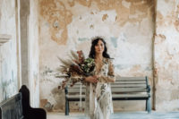 a gorgeous floral wedding dress is always a great choice for a boho wedding