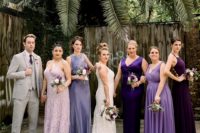 03 The bridesmaids were wearing lilac, blush and purple dresses, mismatching and all maxi