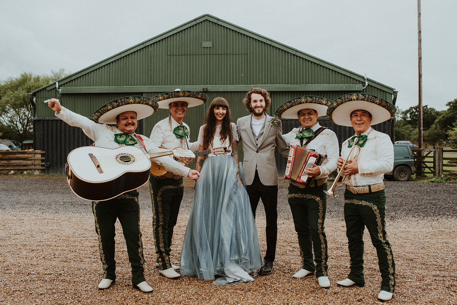 A mariachi band congratulated the couple after the ceremony
