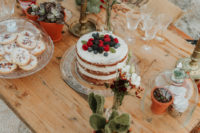 04 There was a pre-wedding picnic for gals on the beach, the table was styled with bright blooms and cacti plus delicious sweets and a naked wedding cake