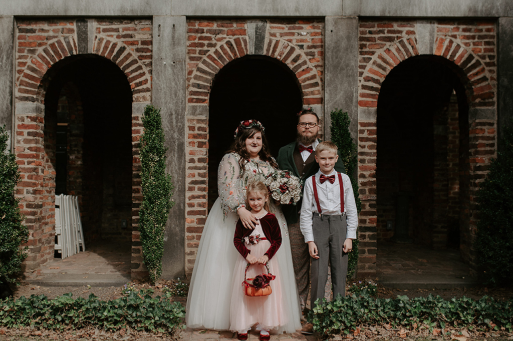 The couple's kids took part in the wedding, too, as a flower girl and a ring bearer