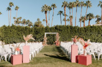 gorgeous pink wedding aisle decor