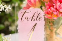 09 make pretty acrylic table numbers with watercolor and pretty decals for your wedding