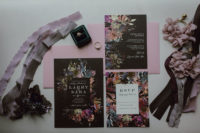 02 The moody floral invitation suite totally reflected the vibes of the wedding