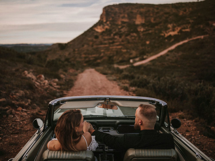 The couple rented a lovely vintage car to get to the top