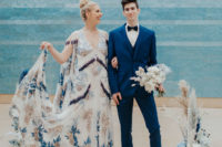 04 The groom was wearing a bold blue three-piece suit, with a black bow tie and black shoes