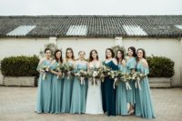 05 The bridesmaids were wearing light blue cold shoulder dresses and a teal one for the maid of honor
