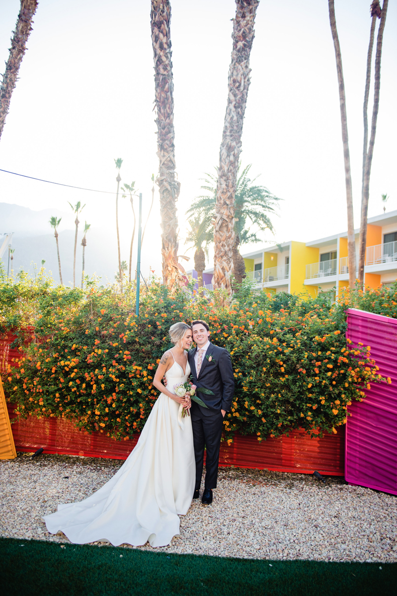 This couple wanted a colorful modern wedding with plenty of blooms and they chose Palm Springs for that