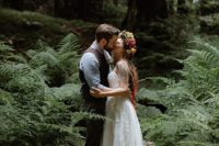 01 This couple went for a cool and emotional boho wedding right in the redwoods