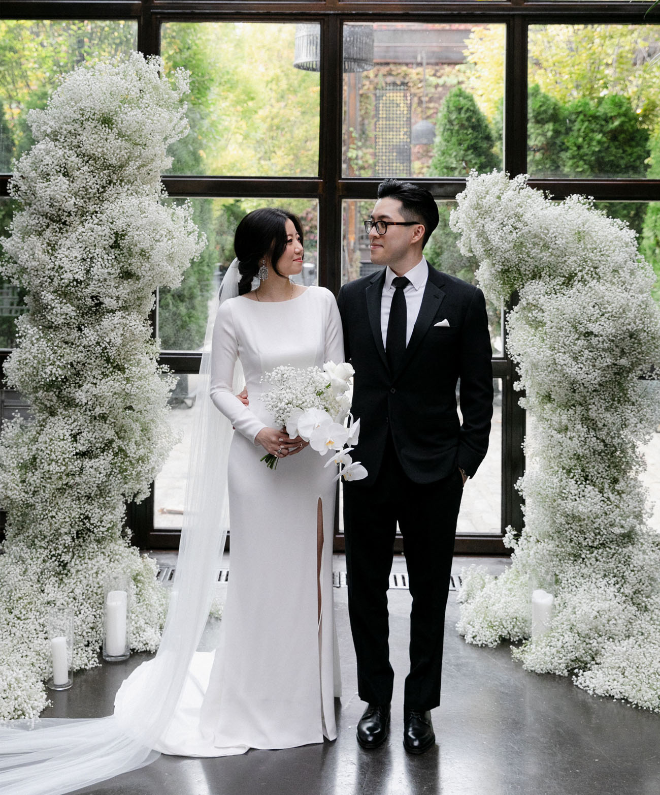 This couple went for a minimalist wedding in an industrial venue to show off their style