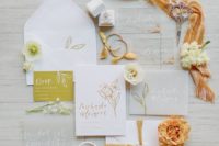 02 The wedding stationery was done with mustard and rust touches, with floral and gold leaf touches