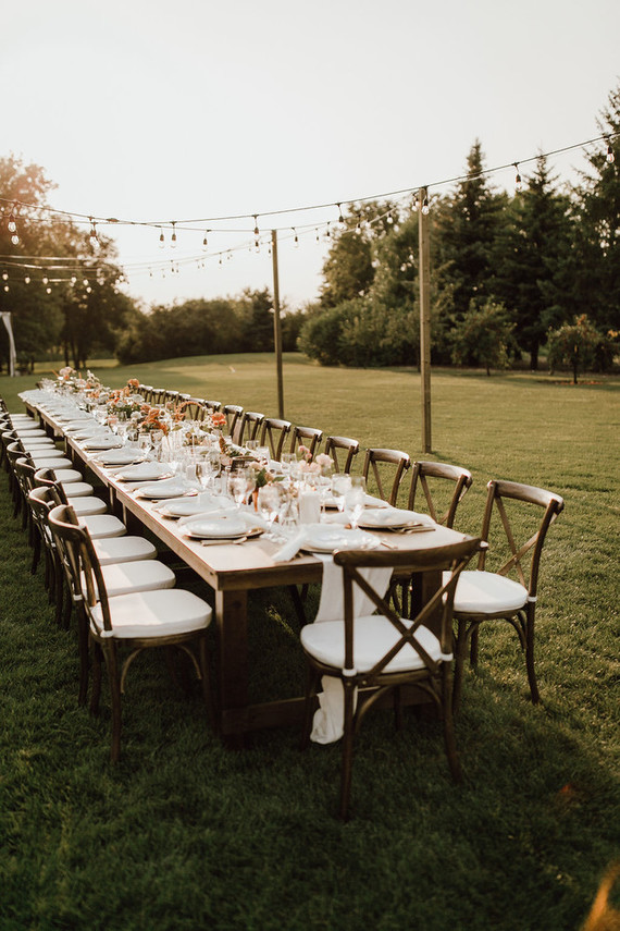 The tablescape was done with a white airy fabric runner