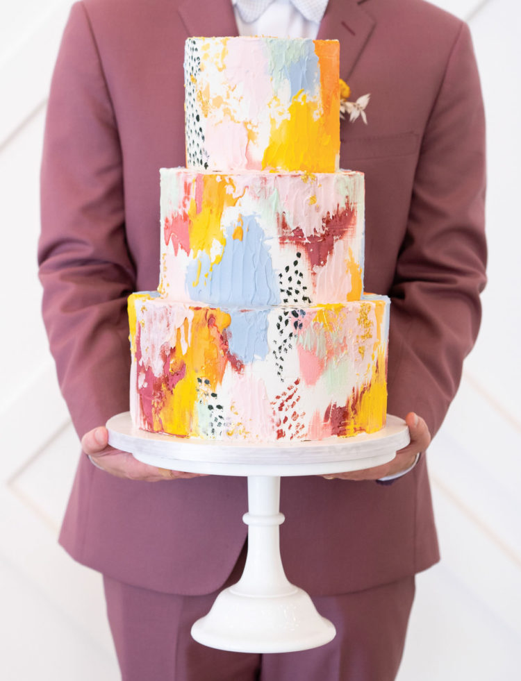 The wedding cake was super bright brushstroke one, in all the colors that were featured in the shoot