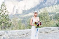 01 This wedding shoot took place in Yosemite National Park, with lots of bright colors and bold florals