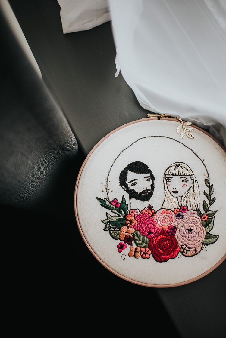 The couple's portrait was the inspiration for the wedding and it was used throughout the venue for decor