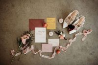 02 The wedding invitation suite was super cool, with neutral and fall-colored parts