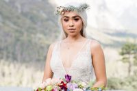 a beautiful bride in a sexy sheath wedding dress