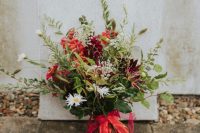 08 The wedding bouquet was a textural one, with lots of greenery in red, burgundy and white