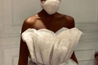 14 an embellished lace face mask that matches the embellished wedding dress will make your look even more glam-like
