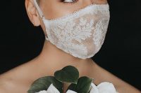 15 an elegant white lace mask will highlight any bridal look and make it fashion and keep the bride safe