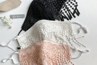 33 fringe lace cotton face masks in various colors are lovely accessories for brides and bridesmaids