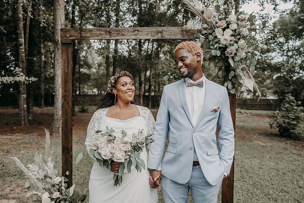 This lovely couple planned their boho backyard wedding in just two weeks
