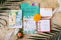 02 The wedding stationery was colorful, with handpainting and coasts