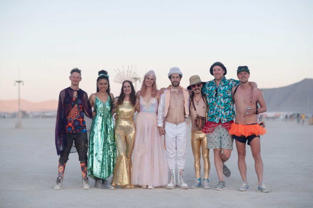 Some of their friends were present at their Burning Man celebration